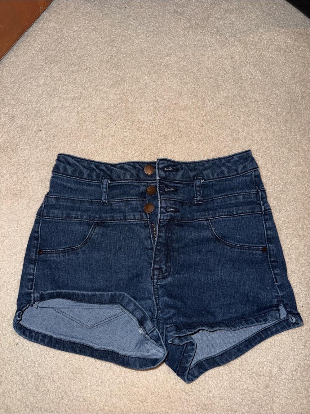 Charlotte Russe Dark Blue High-Waist Denim Shorts